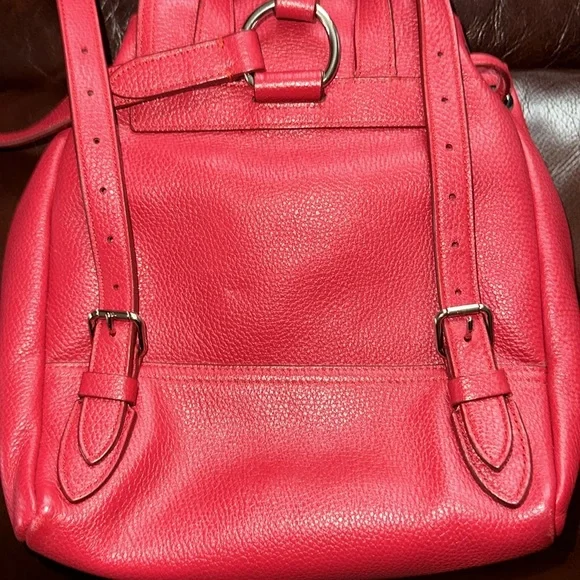 🔥🔥🔥Coach Mini Turnlock Rucksack Red Leather Backpack Backpacks